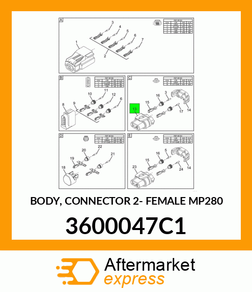 BODY, CONNECTOR 2- FEMALE MP280 3600047C1