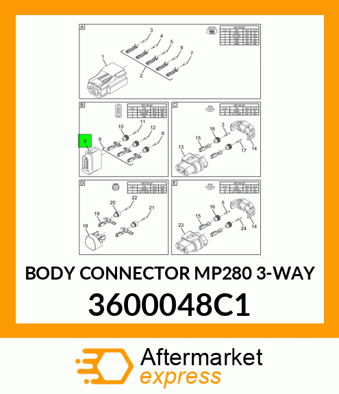 BODY CONNECTOR MP280 3-WAY 3600048C1