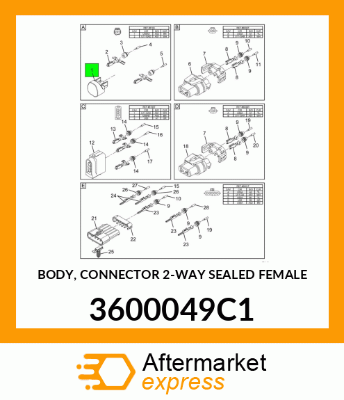 BODY, CONNECTOR 2-WAY SEALED FEMALE 3600049C1