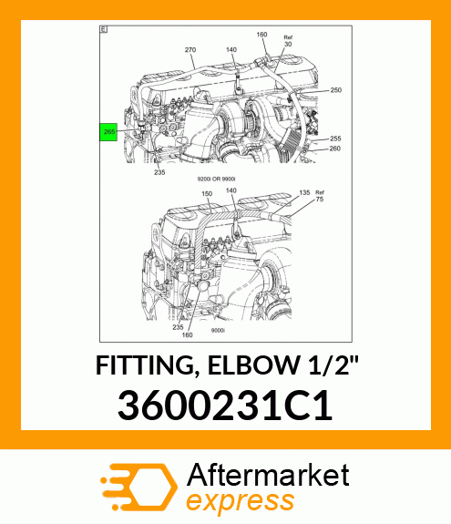 FITTING, ELBOW 1/2" 3600231C1