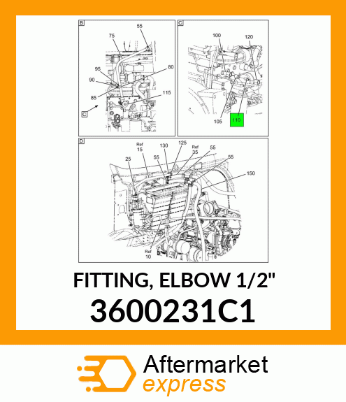 FITTING, ELBOW 1/2" 3600231C1