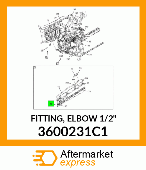 FITTING, ELBOW 1/2" 3600231C1