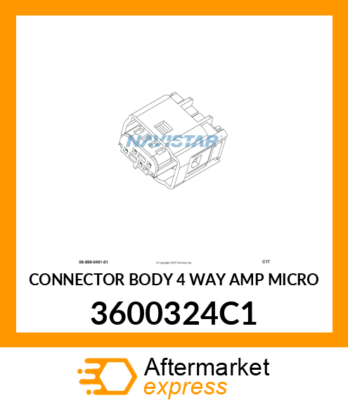 CONNECTOR BODY 4 WAY AMP MICRO 3600324C1