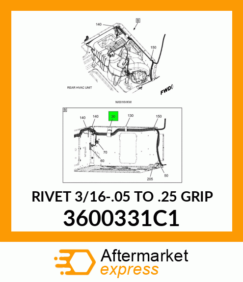 RIVET 3/16-.05 TO .25 GRIP 3600331C1