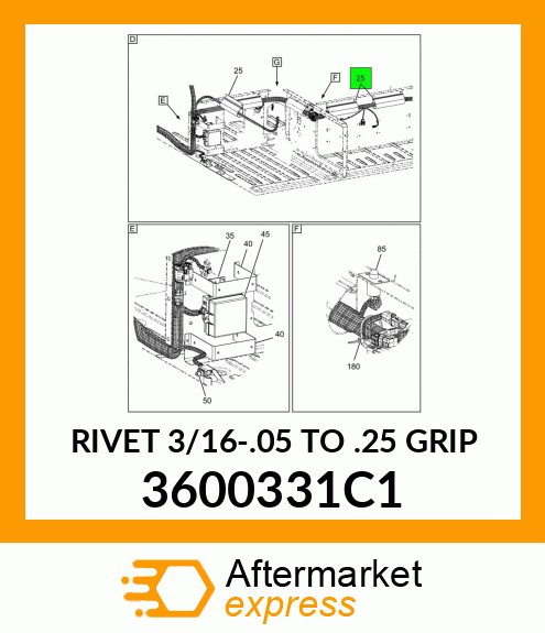 RIVET 3/16-.05 TO .25 GRIP 3600331C1