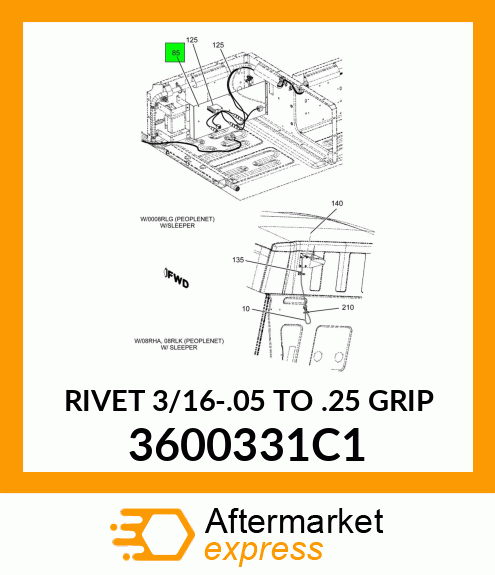 RIVET 3/16-.05 TO .25 GRIP 3600331C1