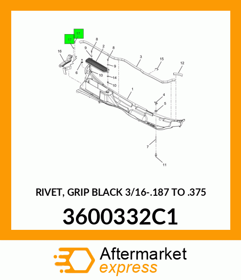 RIVET, GRIP BLACK 3/16-.187 TO .375 3600332C1