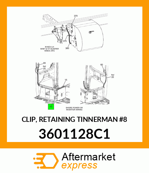 CLIP, RETAINING TINNERMAN #8 3601128C1