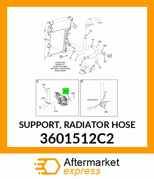 SUPPORT, RADIATOR HOSE 3601512C2