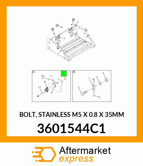 BOLT, STAINLESS M5 X 0.8 X 35MM 3601544C1