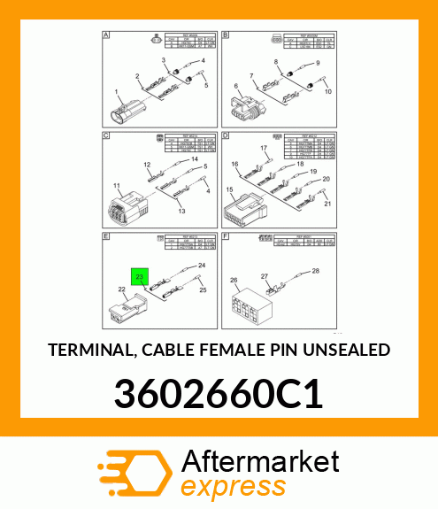 TERMINAL, CABLE FEMALE PIN UNSEALED 3602660C1