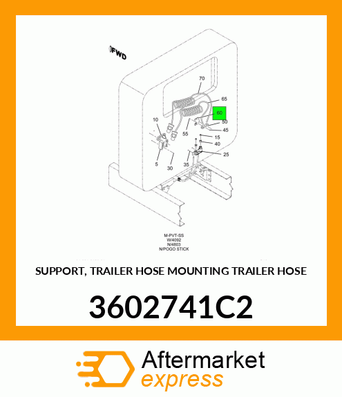 SUPPORT, TRAILER HOSE MOUNTING TRAILER HOSE 3602741C2