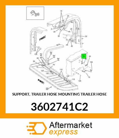 SUPPORT, TRAILER HOSE MOUNTING TRAILER HOSE 3602741C2