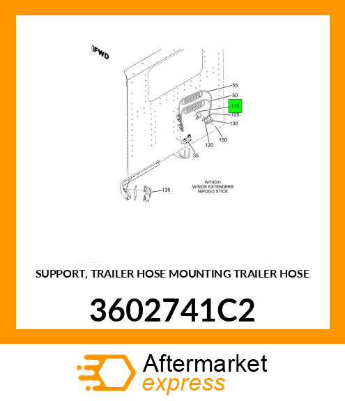 SUPPORT, TRAILER HOSE MOUNTING TRAILER HOSE 3602741C2