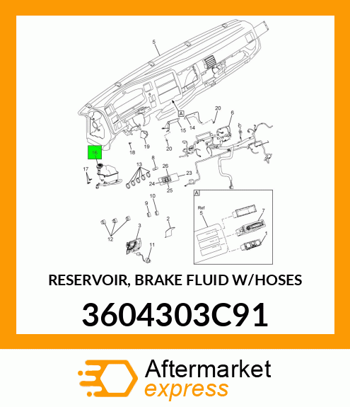 RESERVOIR, BRAKE FLUID W/HOSES 3604303C91