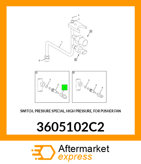 SWITCH, PRESSURE SPECIAL, HIGH PRESSURE, FOR PUSHER FAN 3605102C2