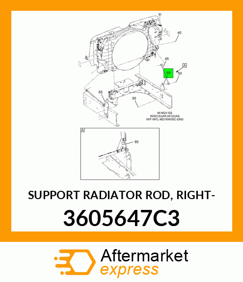 SUPPORT RADIATOR ROD, RIGHT- 3605647C3