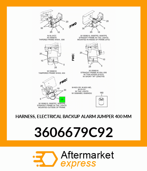 HARNESS, ELECTRICAL BACKUP ALARM JUMPER 400 MM 3606679C92