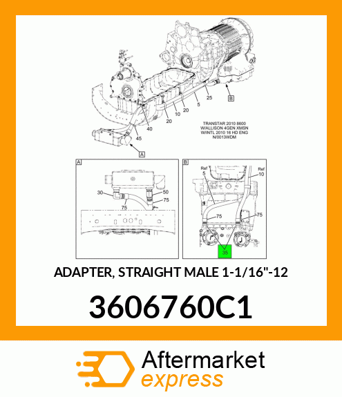 ADAPTER, STRAIGHT MALE 1-1/16"-12 3606760C1