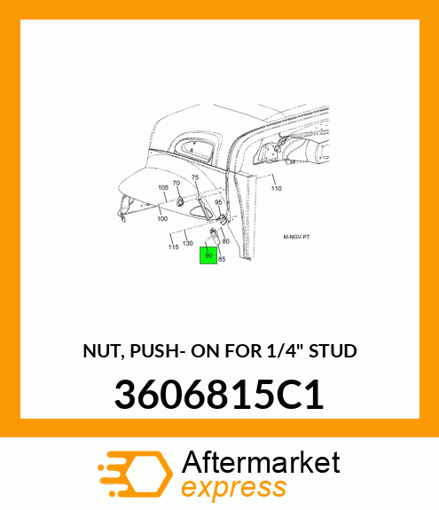 NUT, PUSH- ON FOR 1/4" STUD 3606815C1