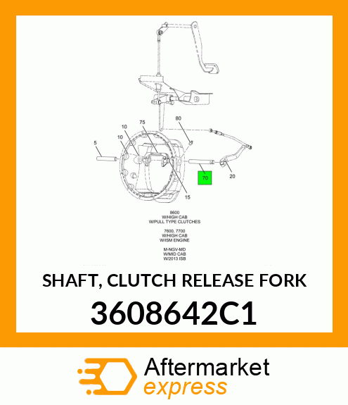 SHAFT, CLUTCH RELEASE FORK 3608642C1