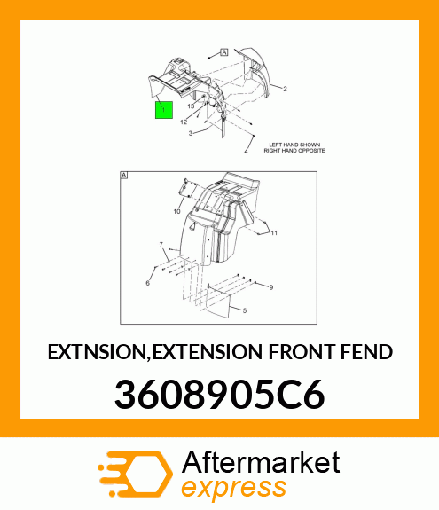 EXTNSION,EXTENSION FRONT FEND 3608905C6
