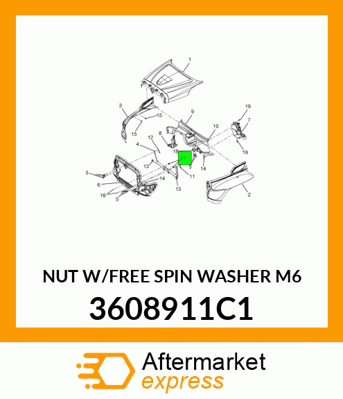 NUT W/FREE SPIN WASHER M6 3608911C1