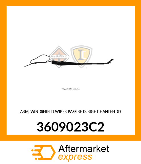 ARM, WINDSHIELD WIPER PASS,RHD, RIGHT HAND-HDD 3609023C2