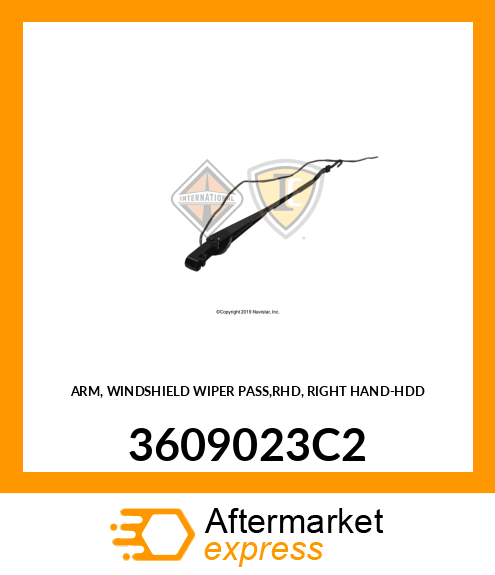 ARM, WINDSHIELD WIPER PASS,RHD, RIGHT HAND-HDD 3609023C2