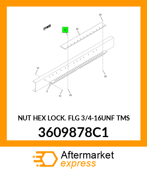 NUT HEX LOCK FLG 3/4-16UNF TMS 3609878C1