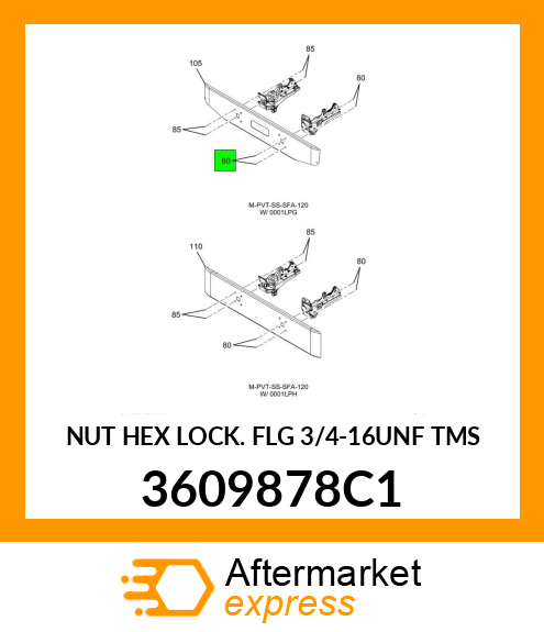 NUT HEX LOCK FLG 3/4-16UNF TMS 3609878C1