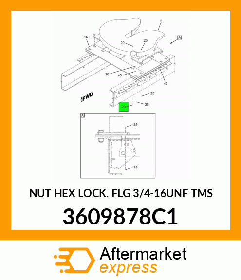 NUT HEX LOCK FLG 3/4-16UNF TMS 3609878C1