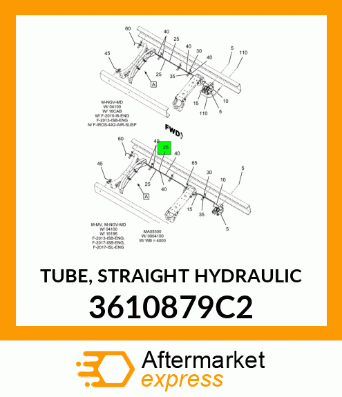 TUBE, STRAIGHT HYDRAULIC 3610879C2