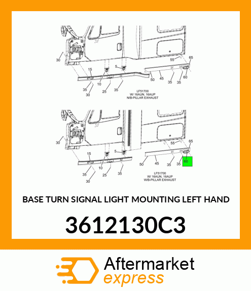 BASE TURN SIGNAL LIGHT MOUNTING LEFT HAND 3612130C3