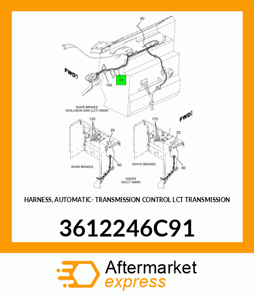 HARNESS, AUTOMATIC- TRANSMISSION CONTROL LCT TRANSMISSION 3612246C91