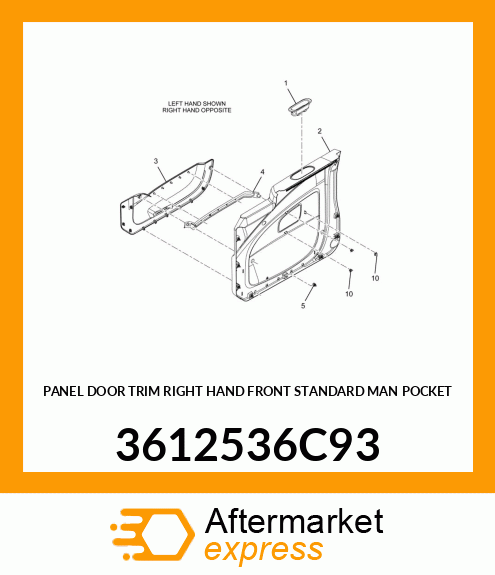 PANEL DOOR TRIM RIGHT HAND FRONT STANDARD MAN POCKET 3612536C93