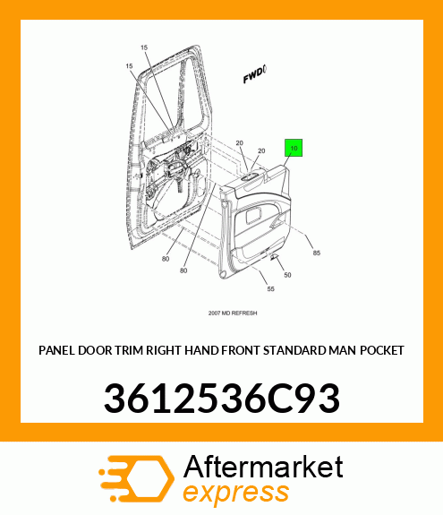 PANEL DOOR TRIM RIGHT HAND FRONT STANDARD MAN POCKET 3612536C93