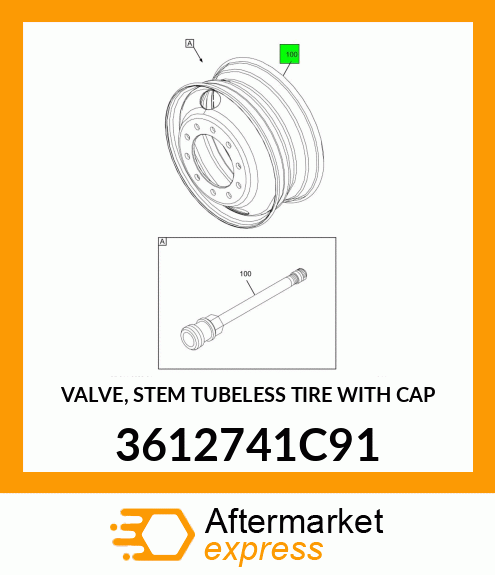 VALVE, STEM TUBELESS TIRE WITH CAP 3612741C91