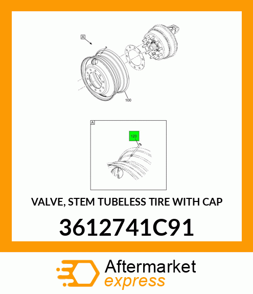 VALVE, STEM TUBELESS TIRE WITH CAP 3612741C91