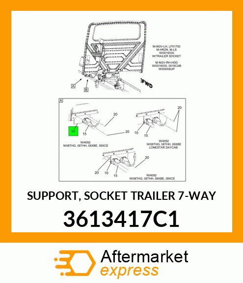 SUPPORT, SOCKET TRAILER 7-WAY 3613417C1