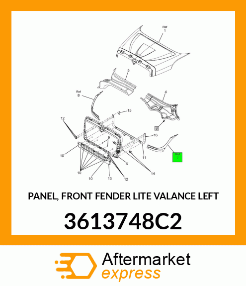 PANEL, FRONT FENDER LITE VALANCE LEFT 3613748C2