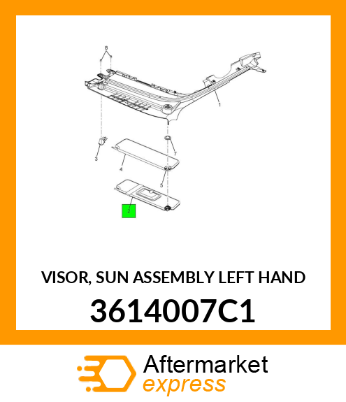 VISOR, SUN ASSEMBLY LEFT HAND 3614007C1