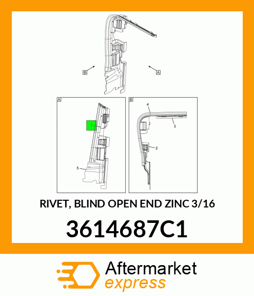 RIVET, BLIND OPEN END ZINC 3/16" 3614687C1