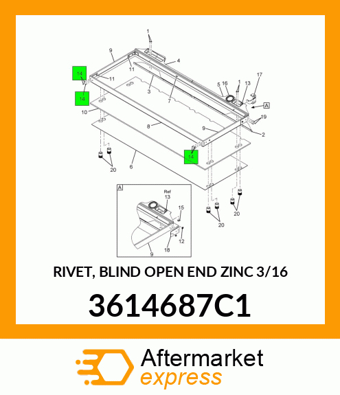 RIVET, BLIND OPEN END ZINC 3/16" 3614687C1