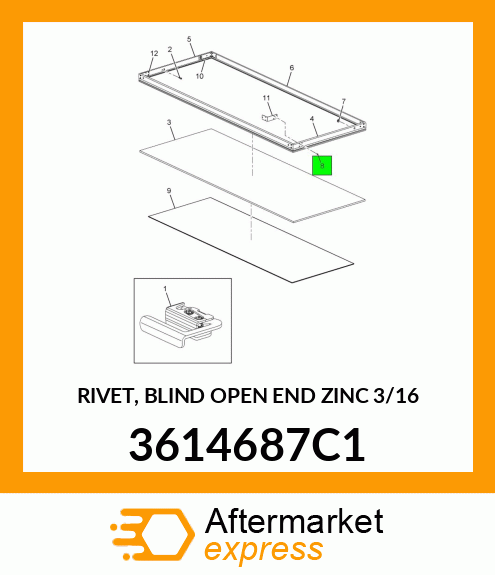 RIVET, BLIND OPEN END ZINC 3/16" 3614687C1