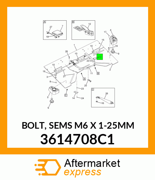 BOLT, SEMS M6 X 1-25MM 3614708C1