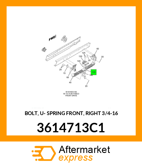 BOLT, U- SPRING FRONT, RIGHT 3/4"-16 3614713C1