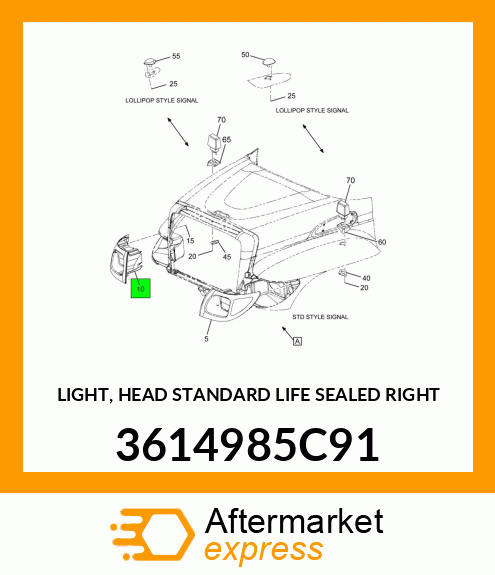 LIGHT, HEAD STANDARD LIFE SEALED RIGHT 3614985C91