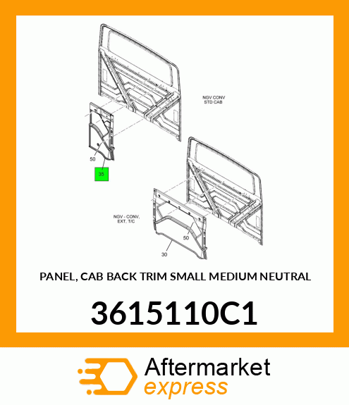 PANEL, CAB BACK TRIM SMALL MEDIUM NEUTRAL 3615110C1