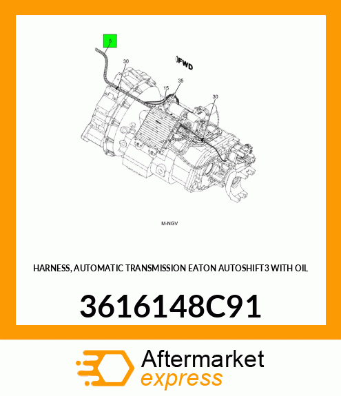 HARNESS, AUTOMATIC TRANSMISSION EATON AUTOSHIFT3 WITH OIL 3616148C91